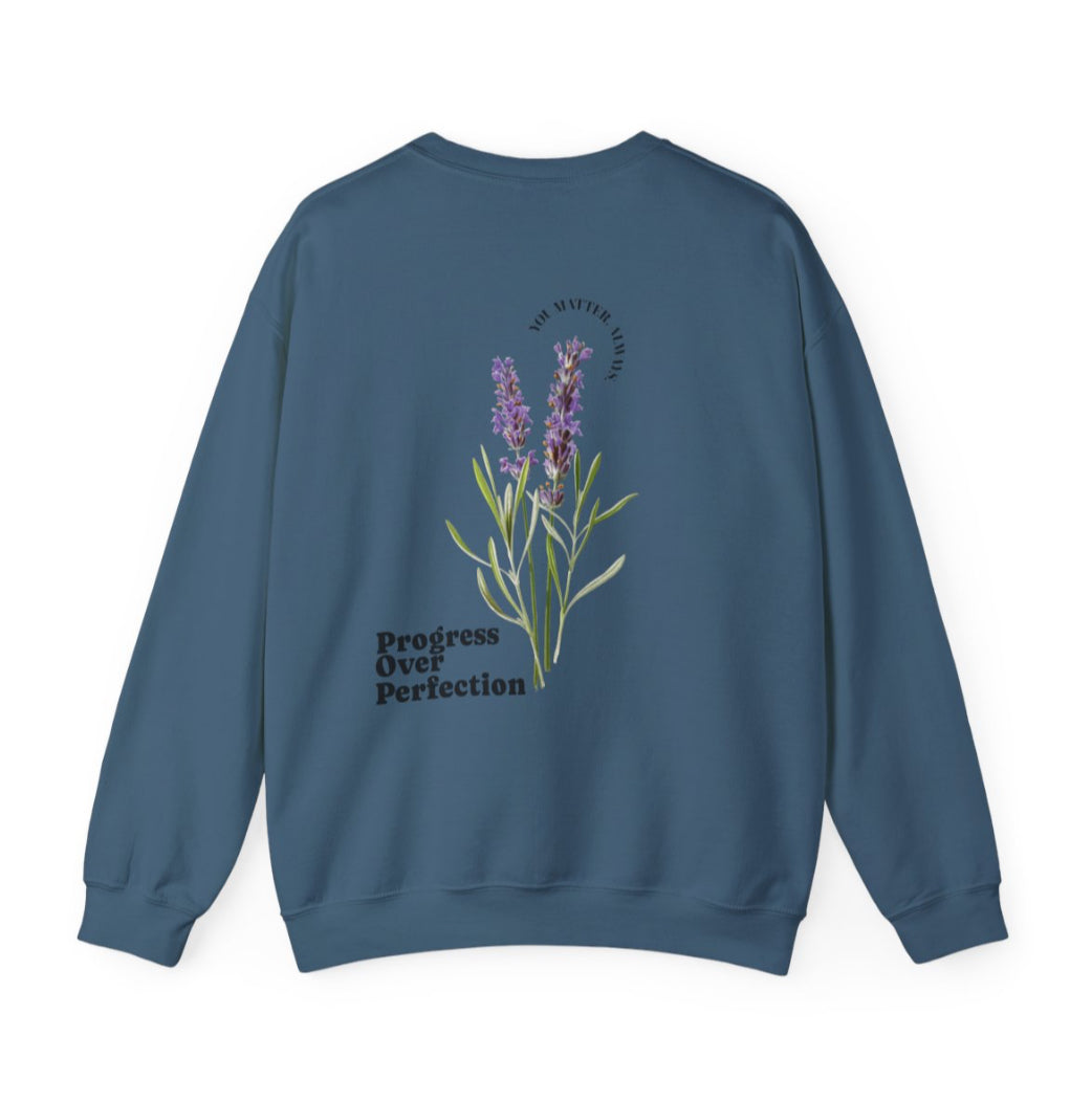 Crewneck: Progress Over Perfection-Lavender