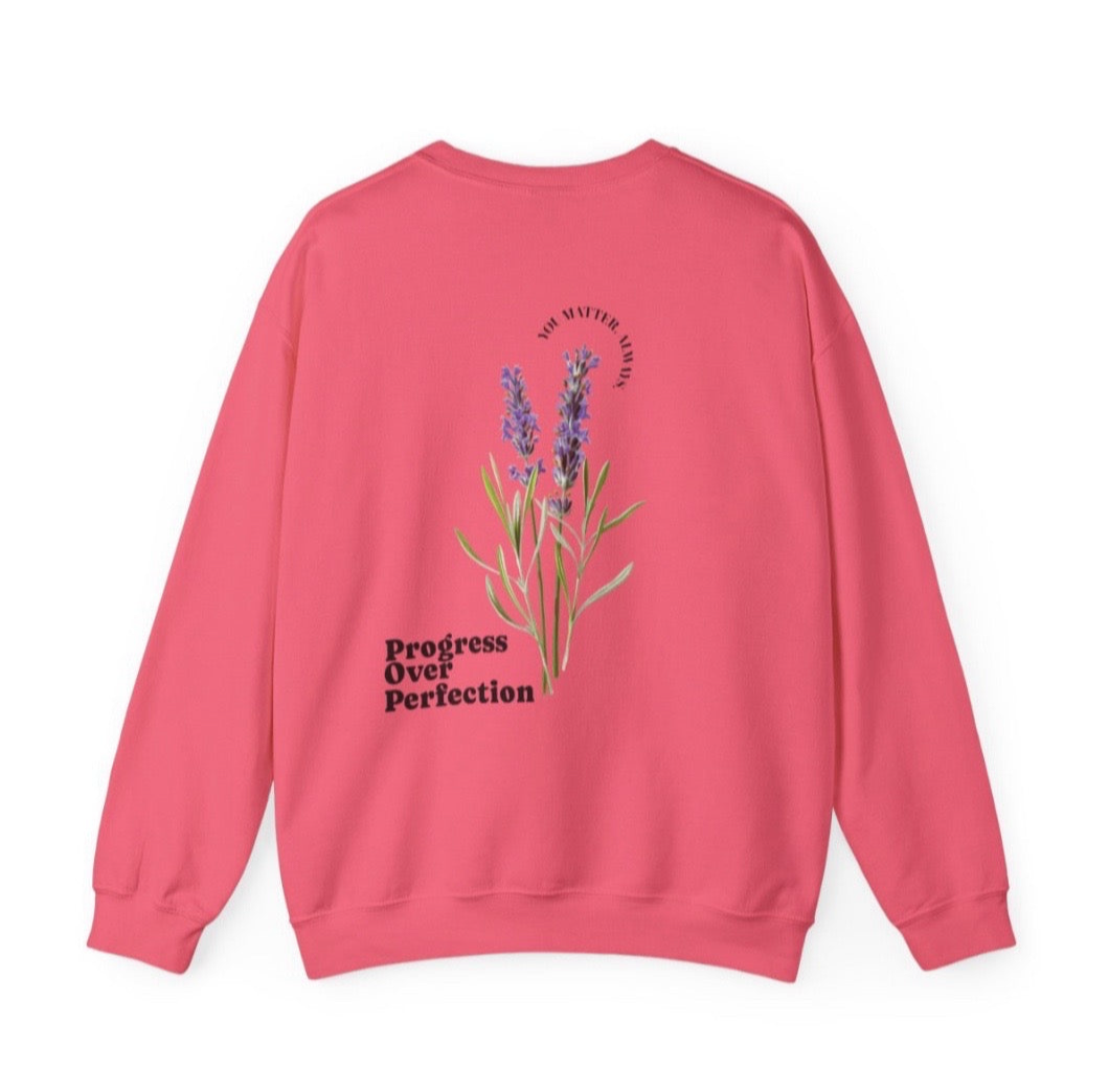 Crewneck: Progress Over Perfection-Lavender
