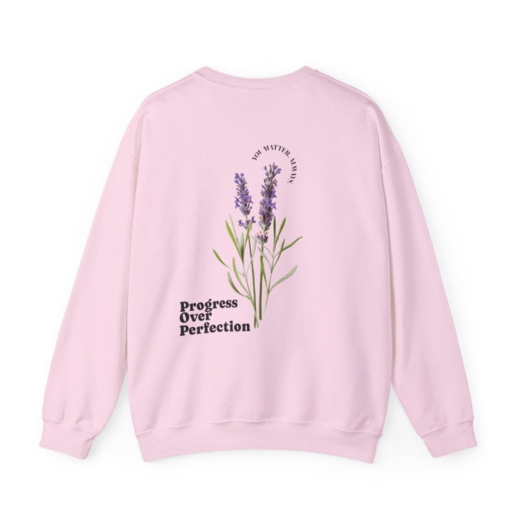 Crewneck: Progress Over Perfection-Lavender